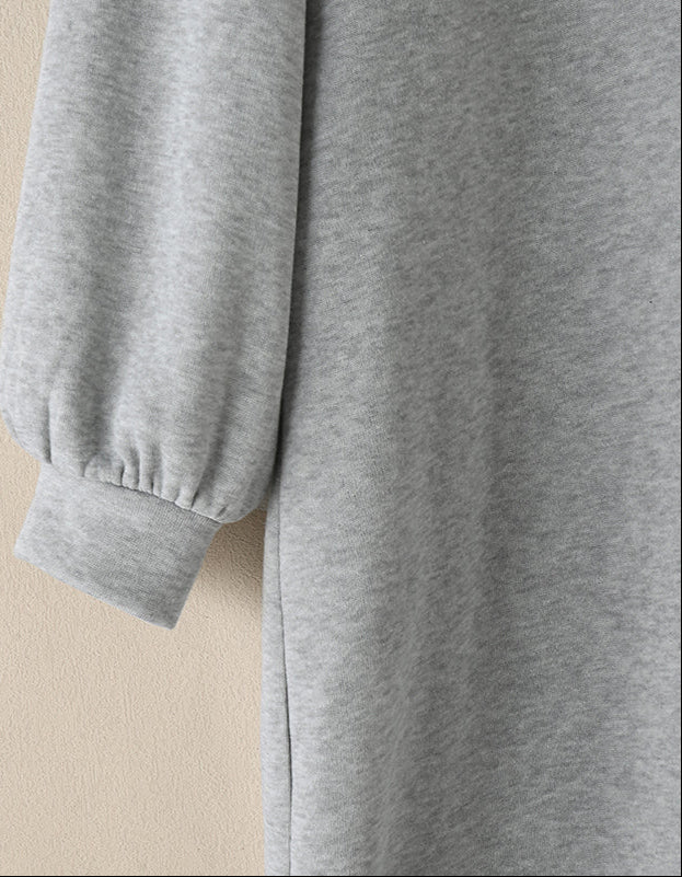 Button Front Hooded Sweatshirt Dress with Pockets