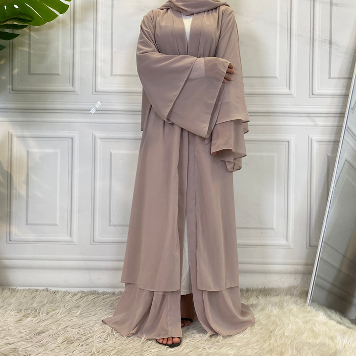 Chiffon Layered Open Abaya (9 Colors) - Free Worldwide Shipping- Sew Royal US