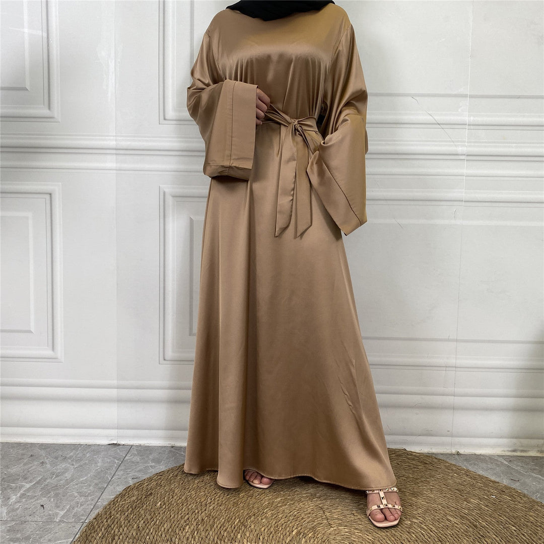 Silky Satin Closed Abaya Dress (10 Colors) - Free Worldwide Shipping- Sew Royal US