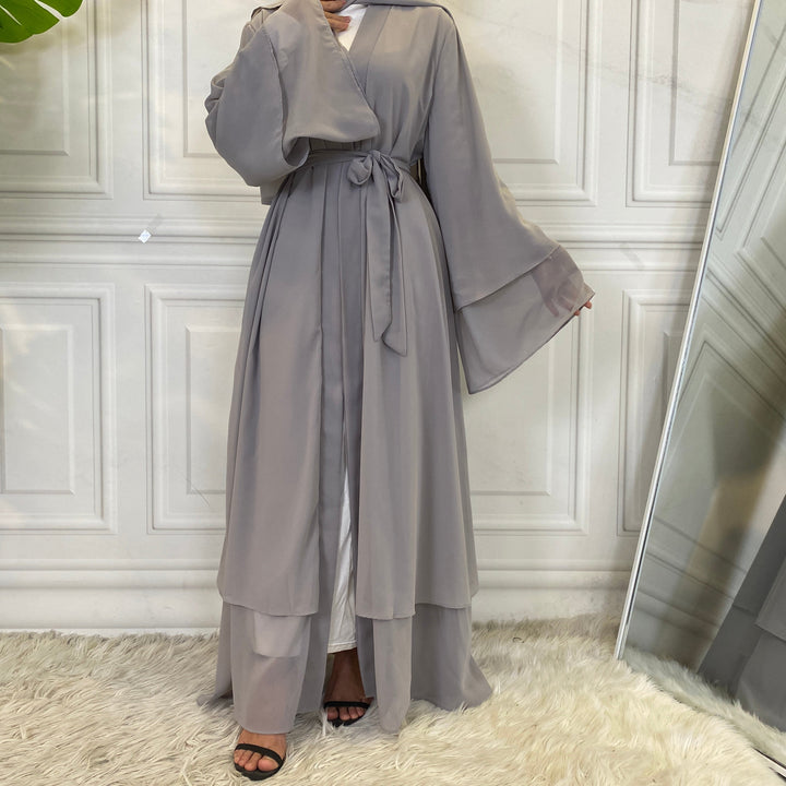 Chiffon Layered Open Abaya (9 Colors) - Free Worldwide Shipping- Sew Royal US