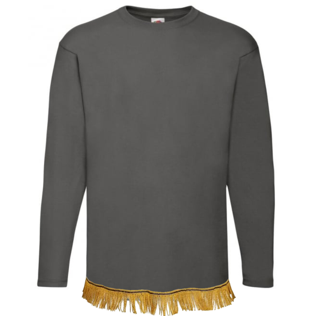 Hebrew Israelite Long-sleeve Shirt w/ Premium Gold, Silver or Black Fringes