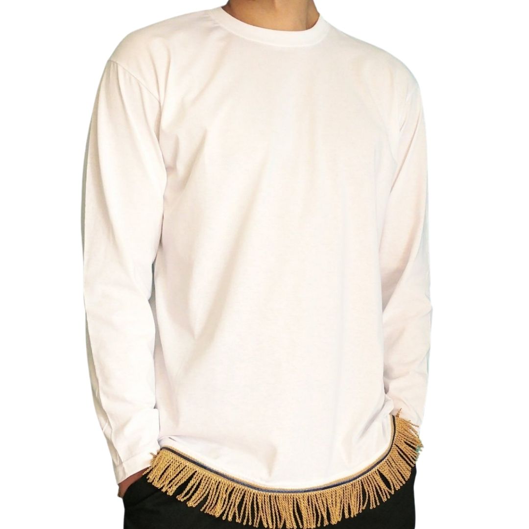 Hebrew Israelite Long-sleeve Shirt w/ Premium Gold, Silver or White Fringes