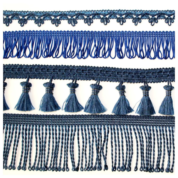 20m Assorted Navy Fringe Bundle - Free Worldwide Shipping- Sew Royal US